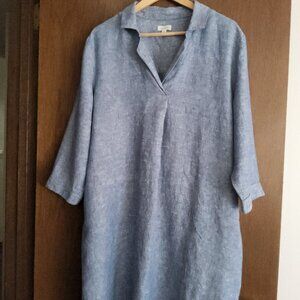 NEW Garnet Hill Linen  Popover Shirtdress  Size 14